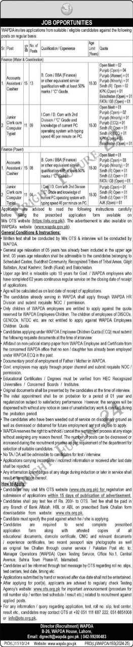 Water and Power Development Authority WAPDA Jobs 2024