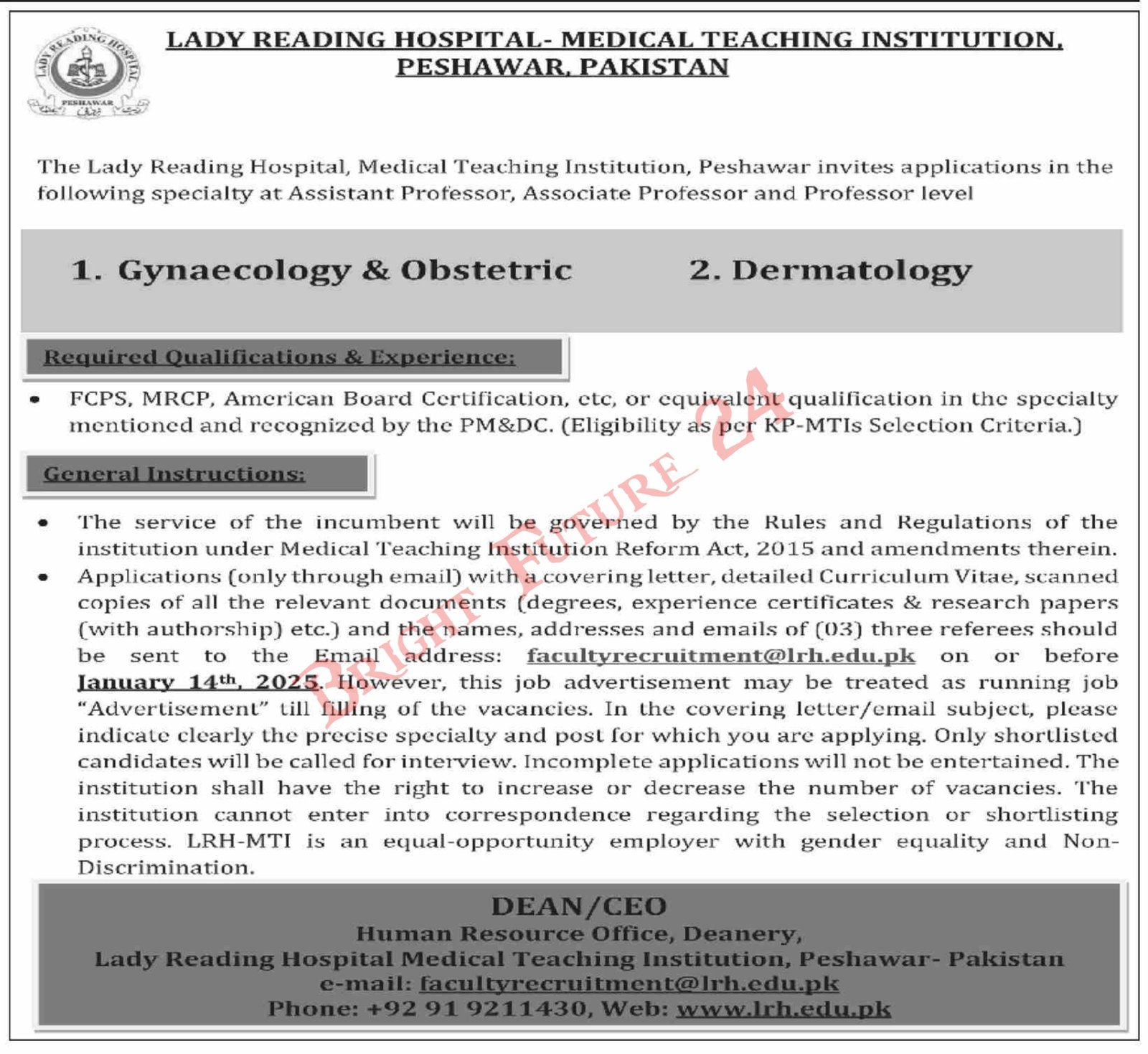 Lady Reading Hospital Peshawar Jobs 2025 MTI Jobs 2025