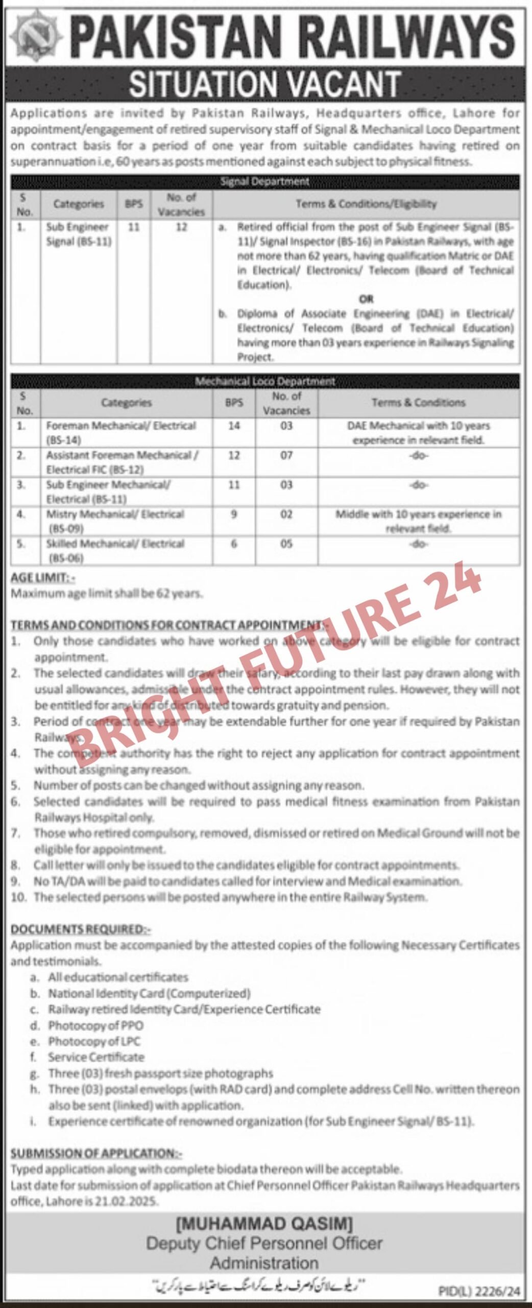 Pakistan Railways Lahore Jobs 2025