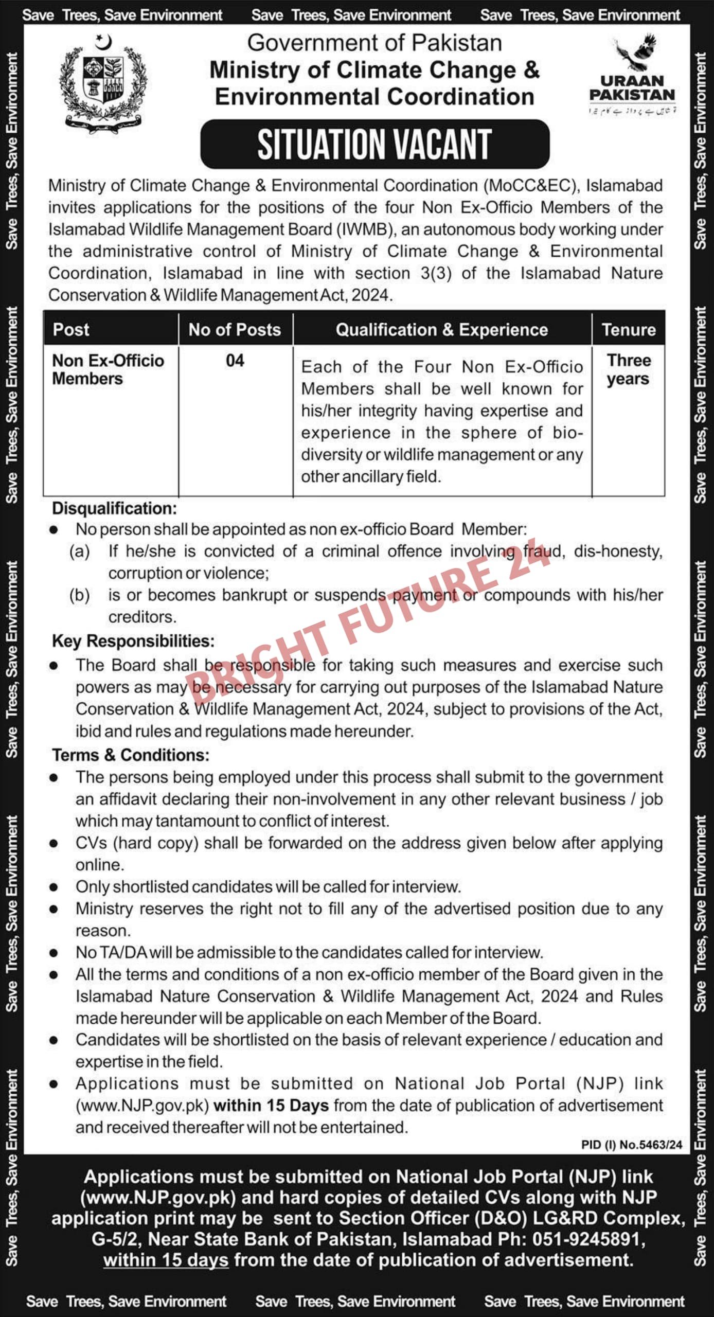 Ministry of Climate Change & Environmental Coordination Islamabad Jobs 2025